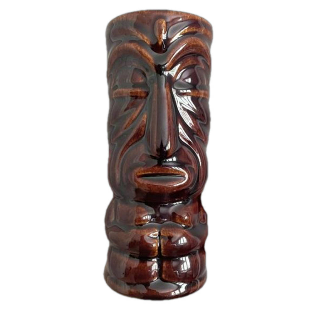 Vintage Brown Glazed Ceramic Cocktail Glass / Vase / Tiki Mug - 6.75" tall